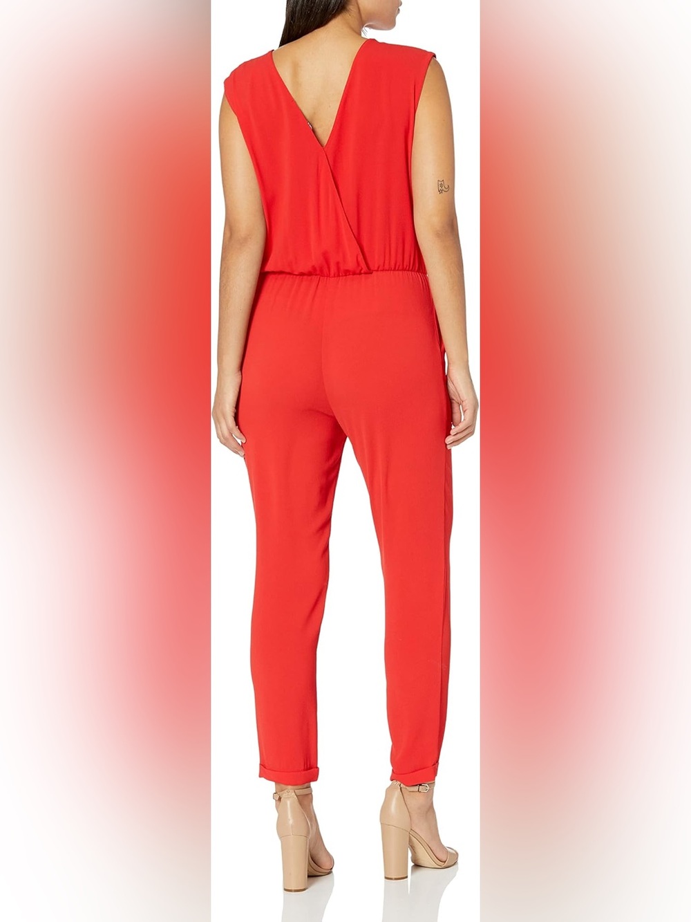 Sharagano Red Sleeveless Wrap Jumpsuit Size Small